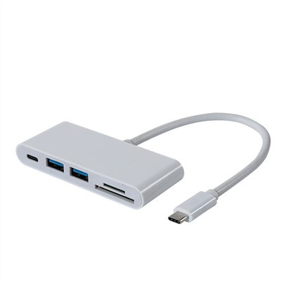 USB C na 2 priključka USB Hub s čitačem kartica i PD priključkom